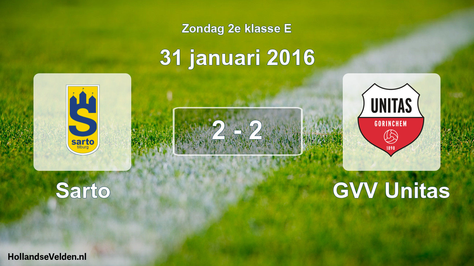 Total number of matches played: Sarto - GVV Unitas 2 - 2 (31 January 2016)