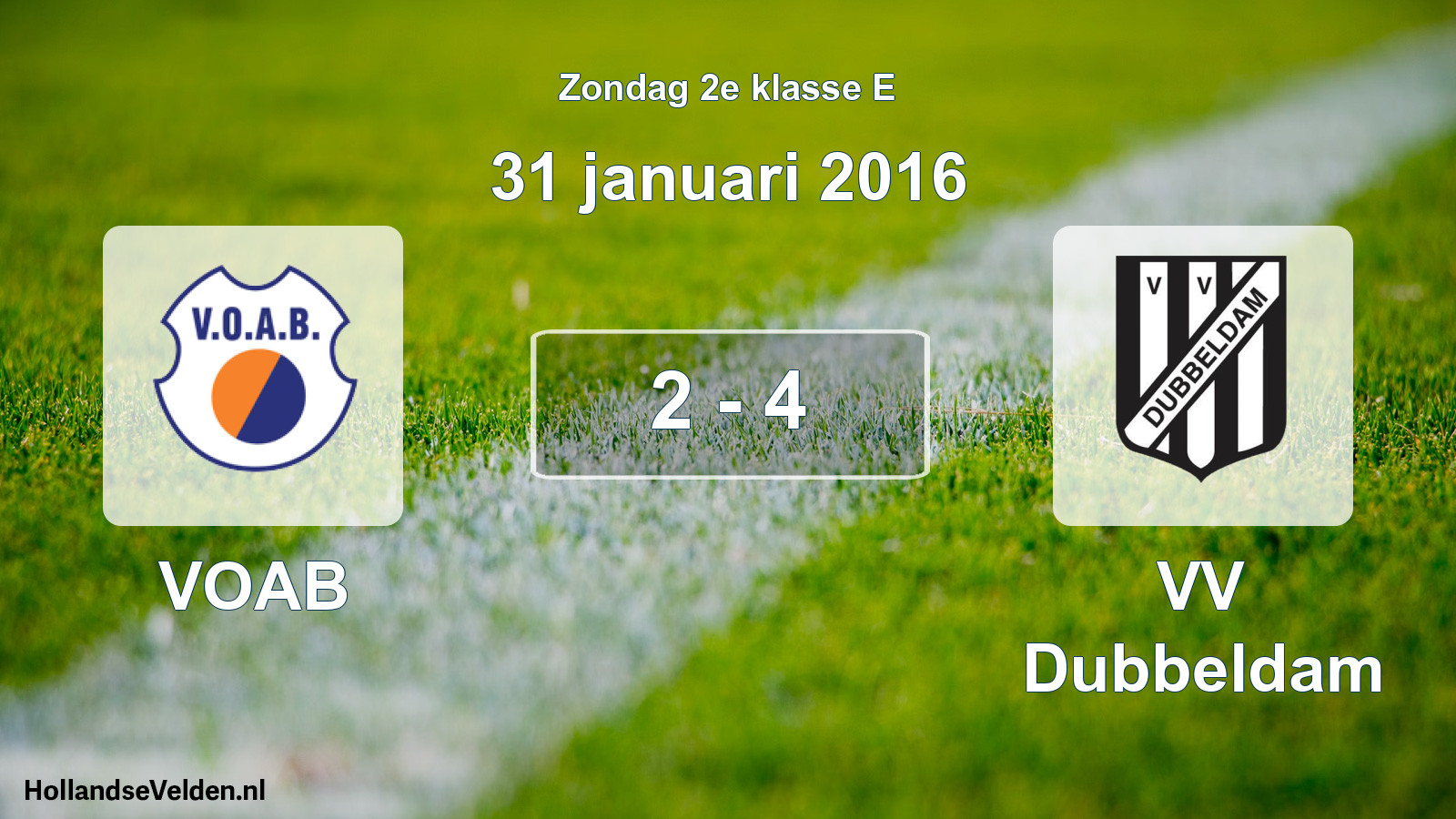 Total number of matches played: VOAB - VV Dubbeldam 2 - 4 (31 January 2016)