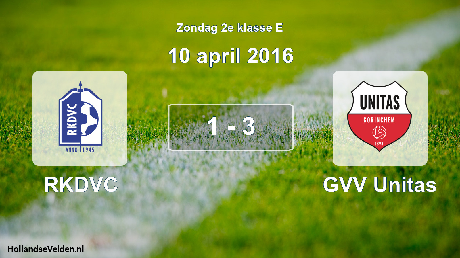 Total number of matches played: RKDVC - GVV Unitas 1 - 3 (10 April 2016)
