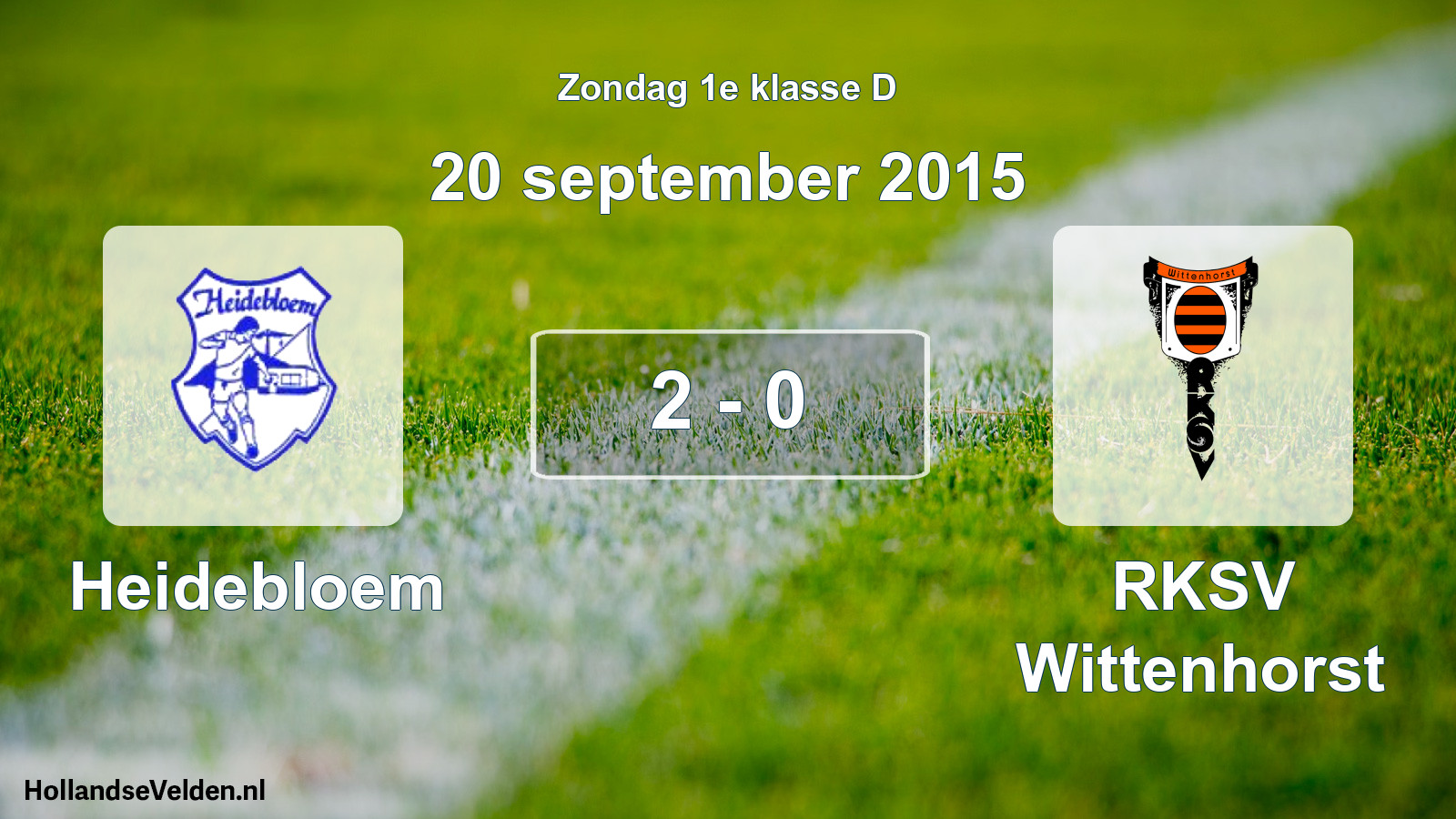 Total number of matches played: Heidebloem - RKSV Wittenhorst 2 - 0 (20 September 2015)
