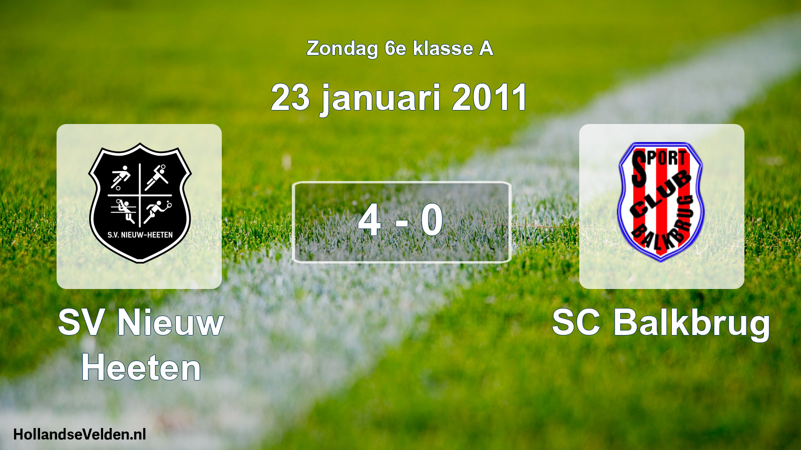 Total number of matches played: SV Nieuw Heeten - SC Balkbrug 4 - 0 (23 January 2011)