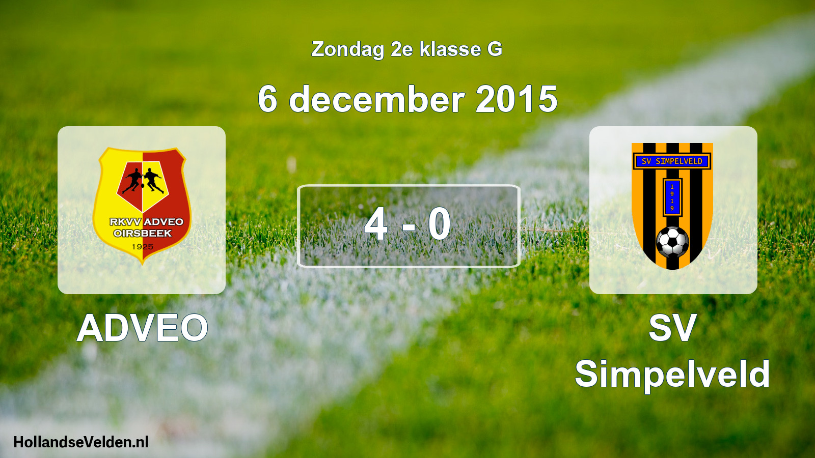 Total number of matches played: ADVEO - SV Simpelveld 4 - 0 (6 December 2015)