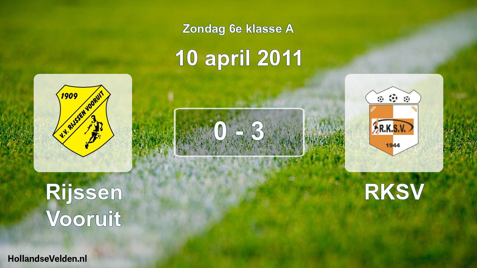 Total number of matches played: Rijssen Vooruit - RKSV 0 - 3 (10 April 2011)