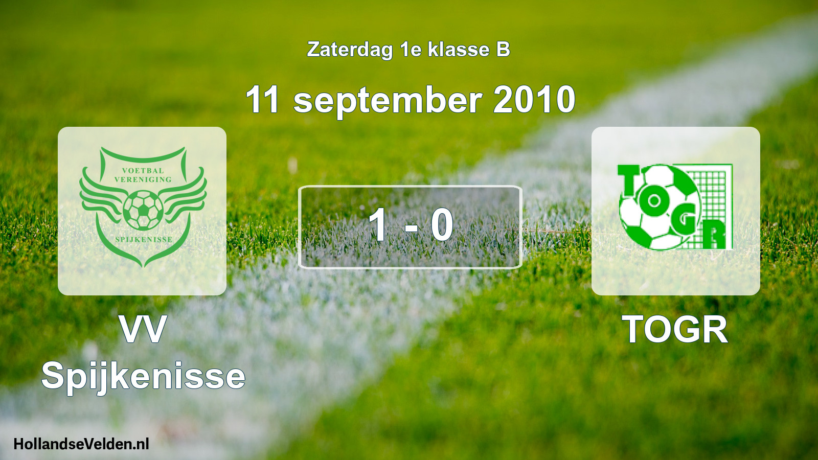 Total number of matches played: VV Spijkenisse - TOGR 1 - 0 (11 September 2010)