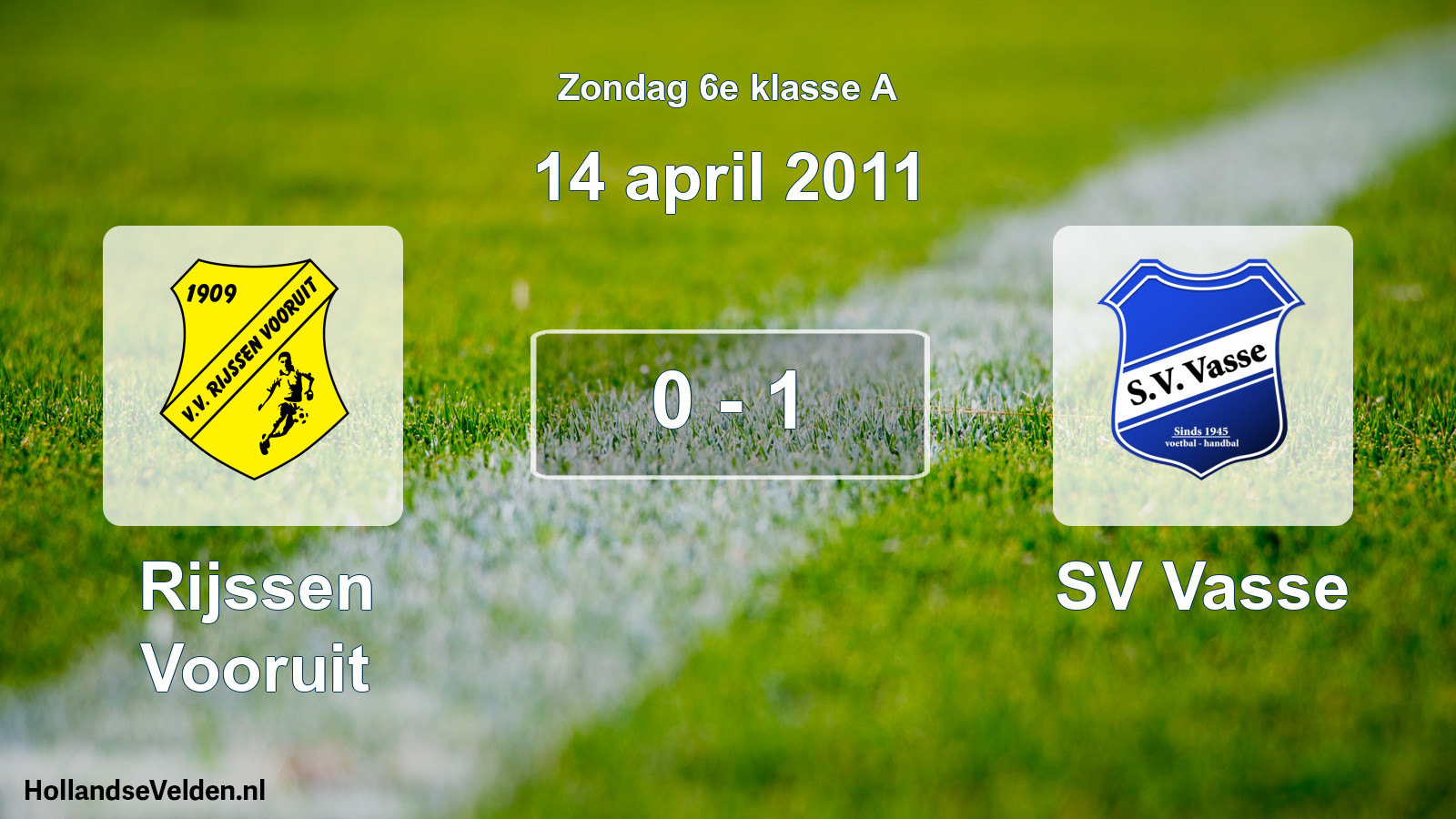 Total number of matches played: Rijssen Vooruit - SV Vasse 0 - 1 (14 April 2011)