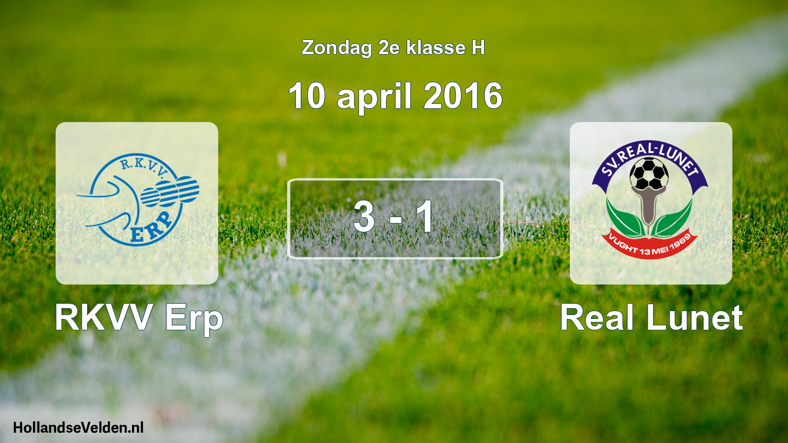 Total number of matches played: RKVV Erp - Real Lunet 3 - 1 (10 April 2016)