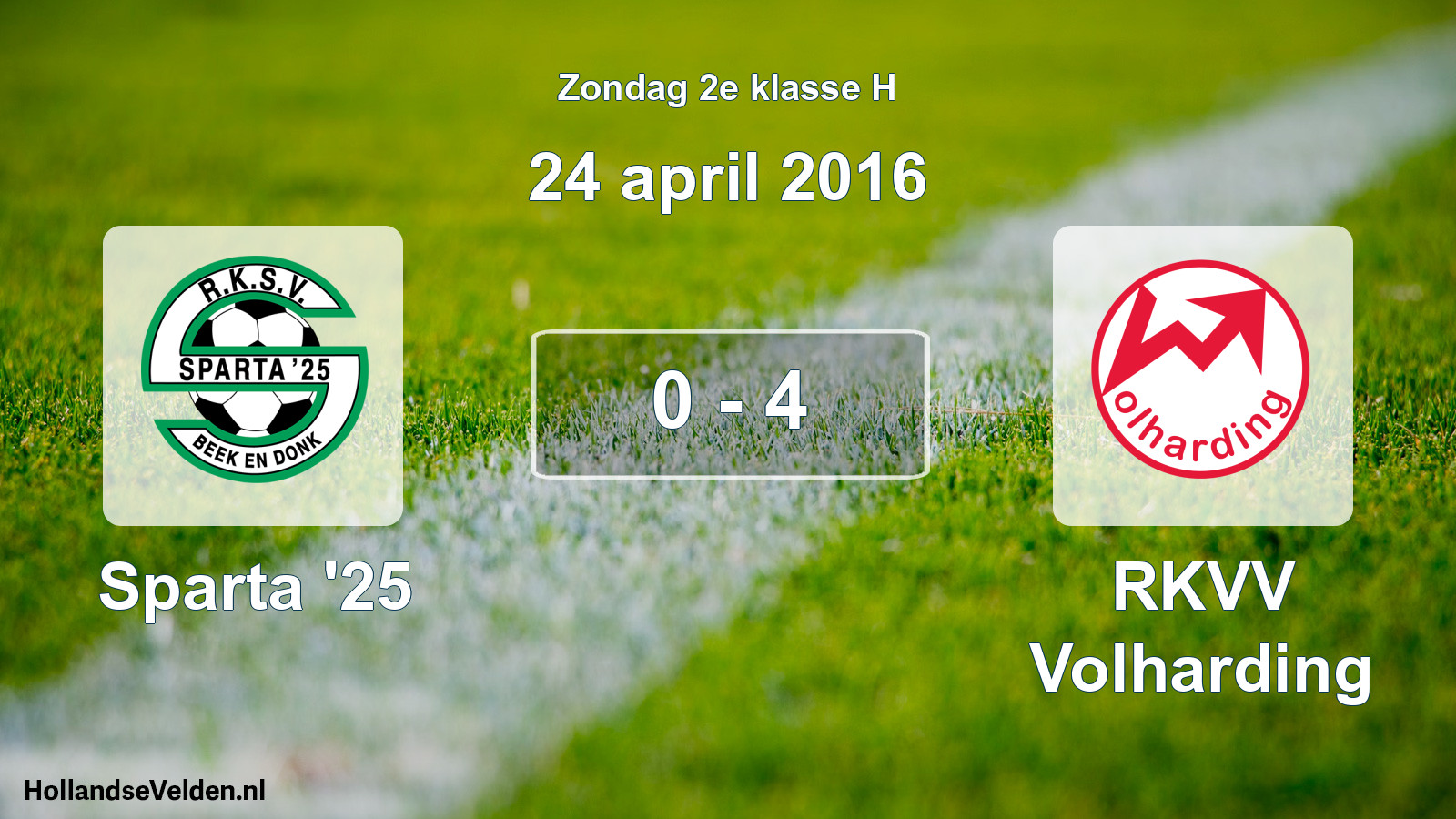 Total number of matches played: Sparta '25 - RKVV Volharding 0 - 4 (24 April 2016)