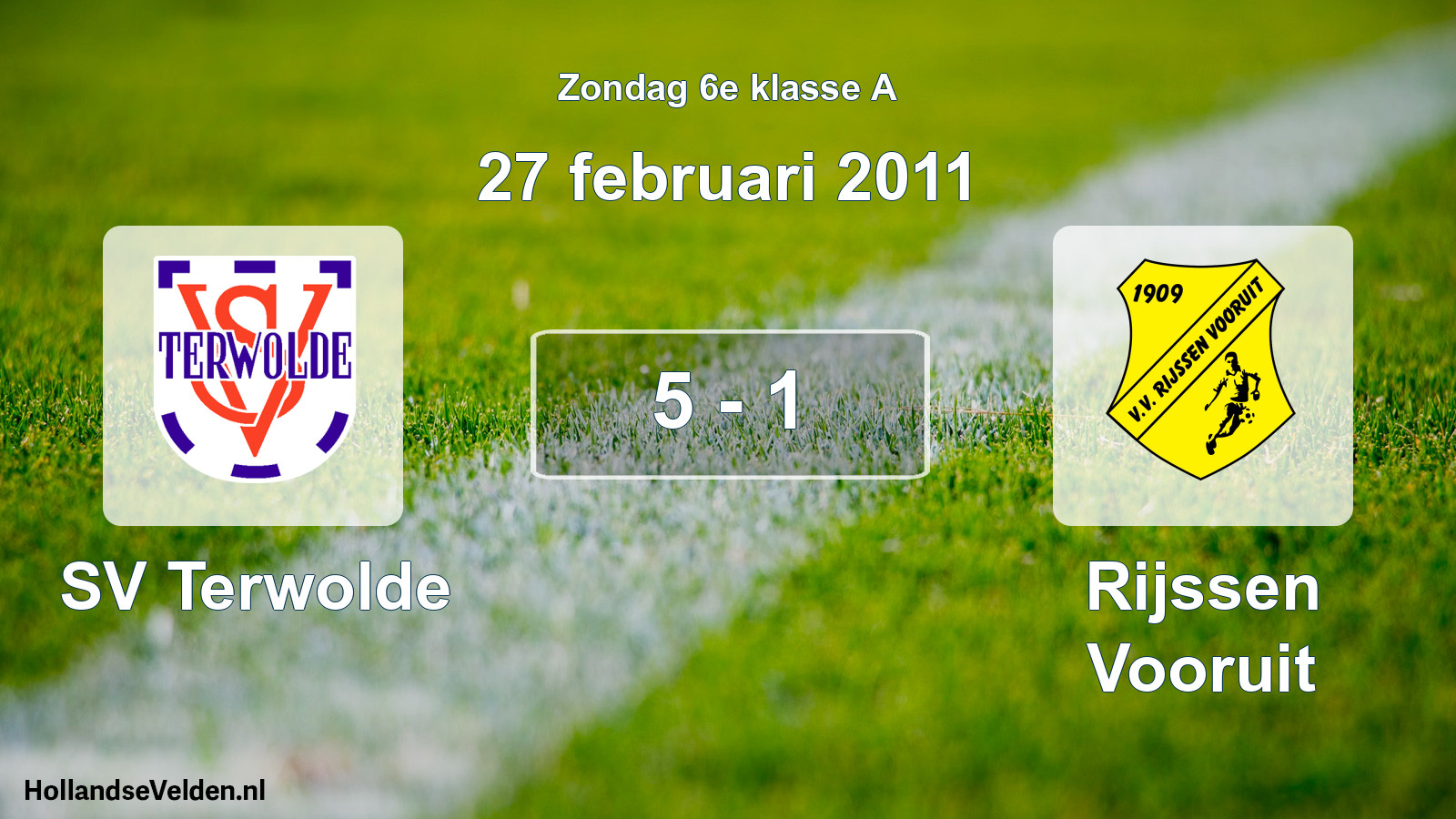 Total number of matches played: SV Terwolde - Rijssen Vooruit 5 - 1 (27 February 2011)