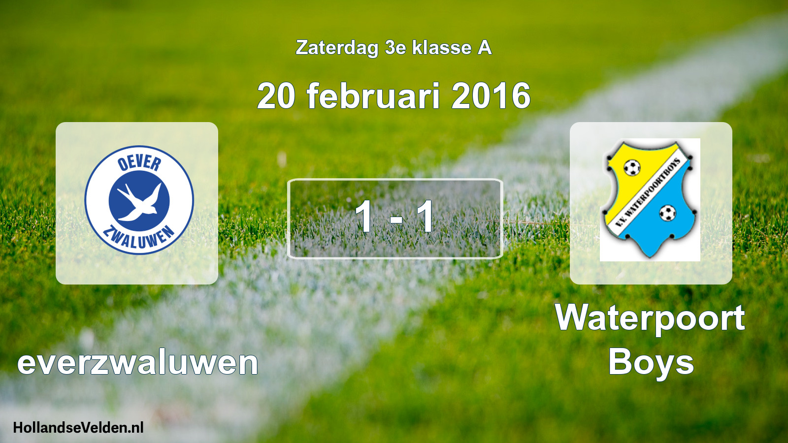 Total number of matches played: Oeverzwaluwen - Waterpoort Boys 1 - 1 (20 February 2016)