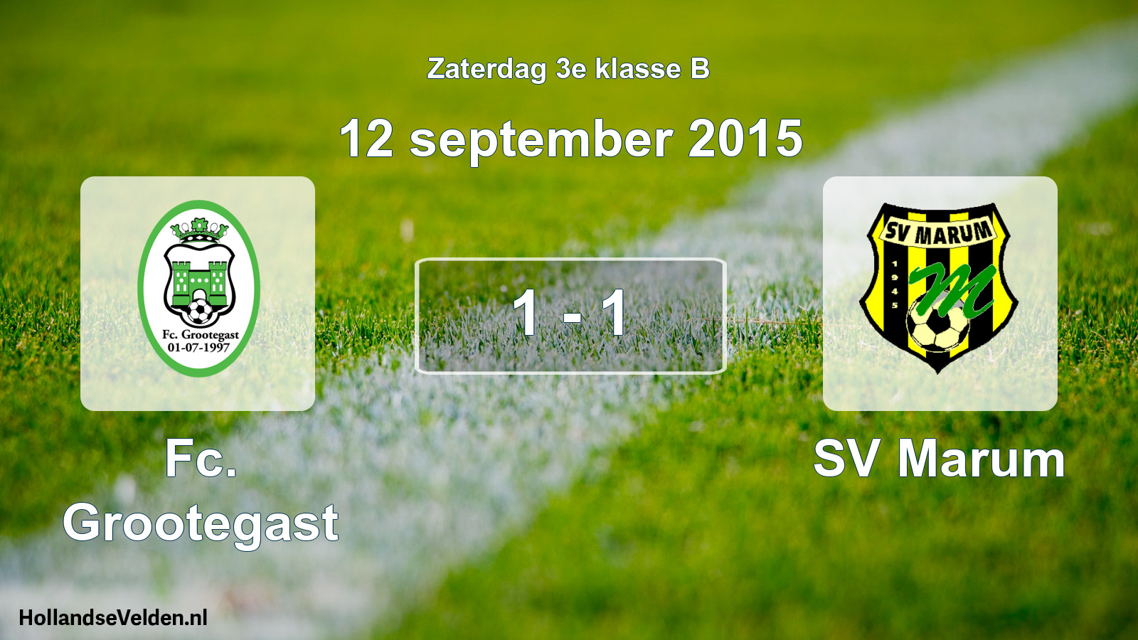 Total number of matches played: Fc. Grootegast - SV Marum 1 - 1 (12 September 2015)