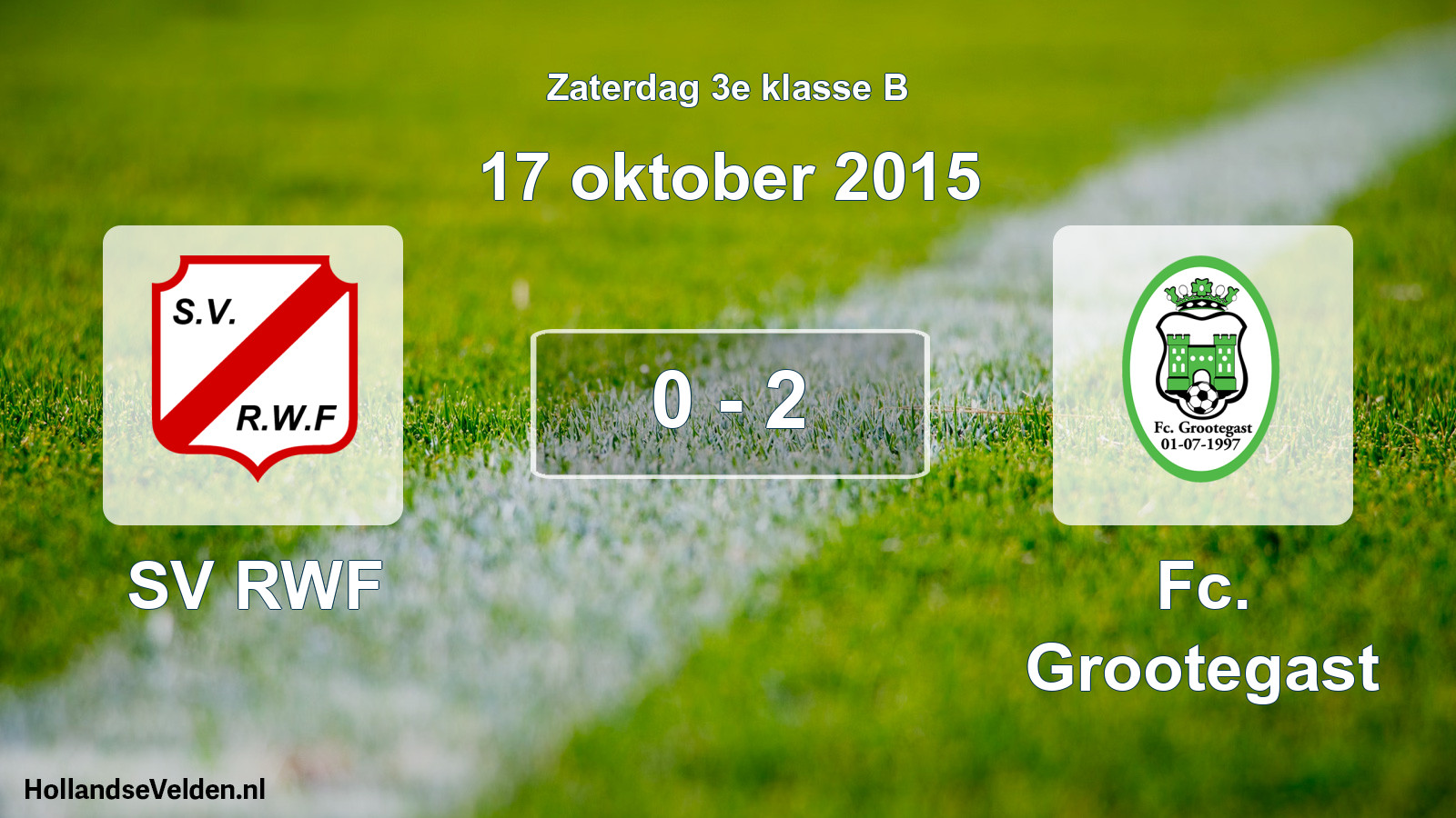 Total number of matches played: SV RWF - Fc. Grootegast 0 - 2 (17 October 2015)