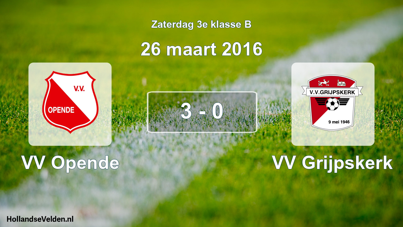 Total number of matches played: VV Opende - VV Grijpskerk 3 - 0 (26 March 2016)