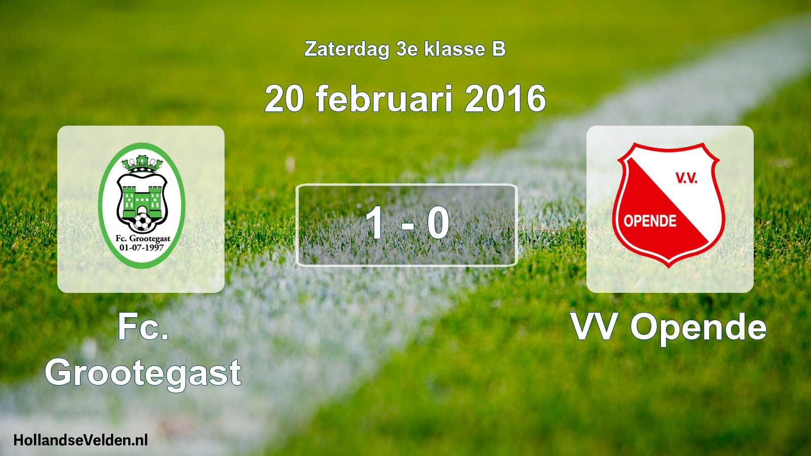 Total number of matches played: Fc. Grootegast - VV Opende 1 - 0 (20 February 2016)