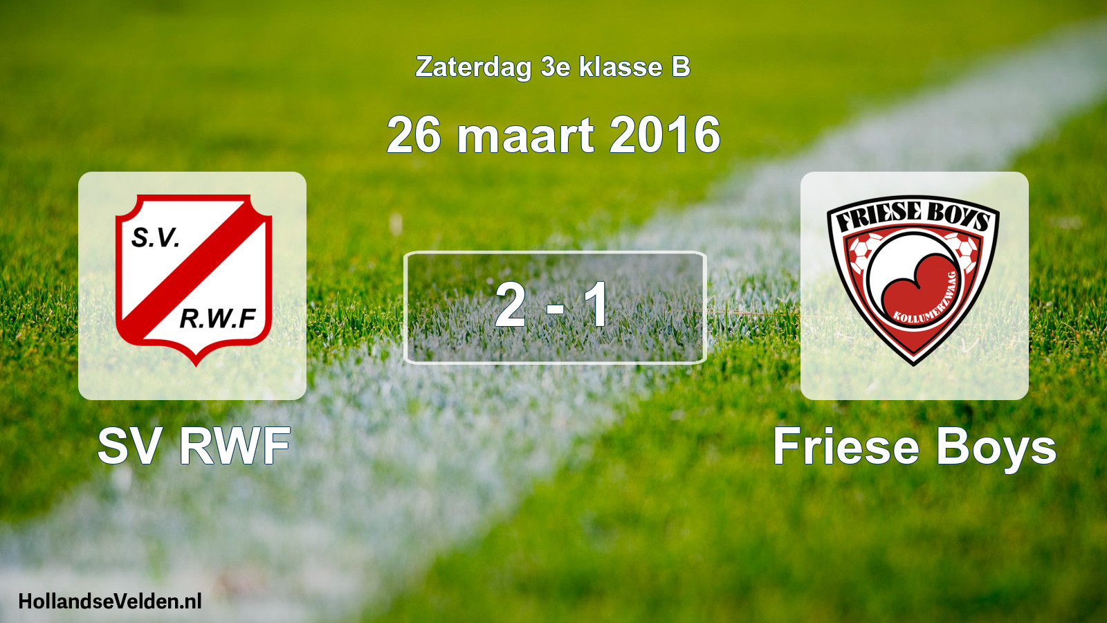 Total number of matches played: SV RWF - Friese Boys 2 - 1 (26 March 2016)