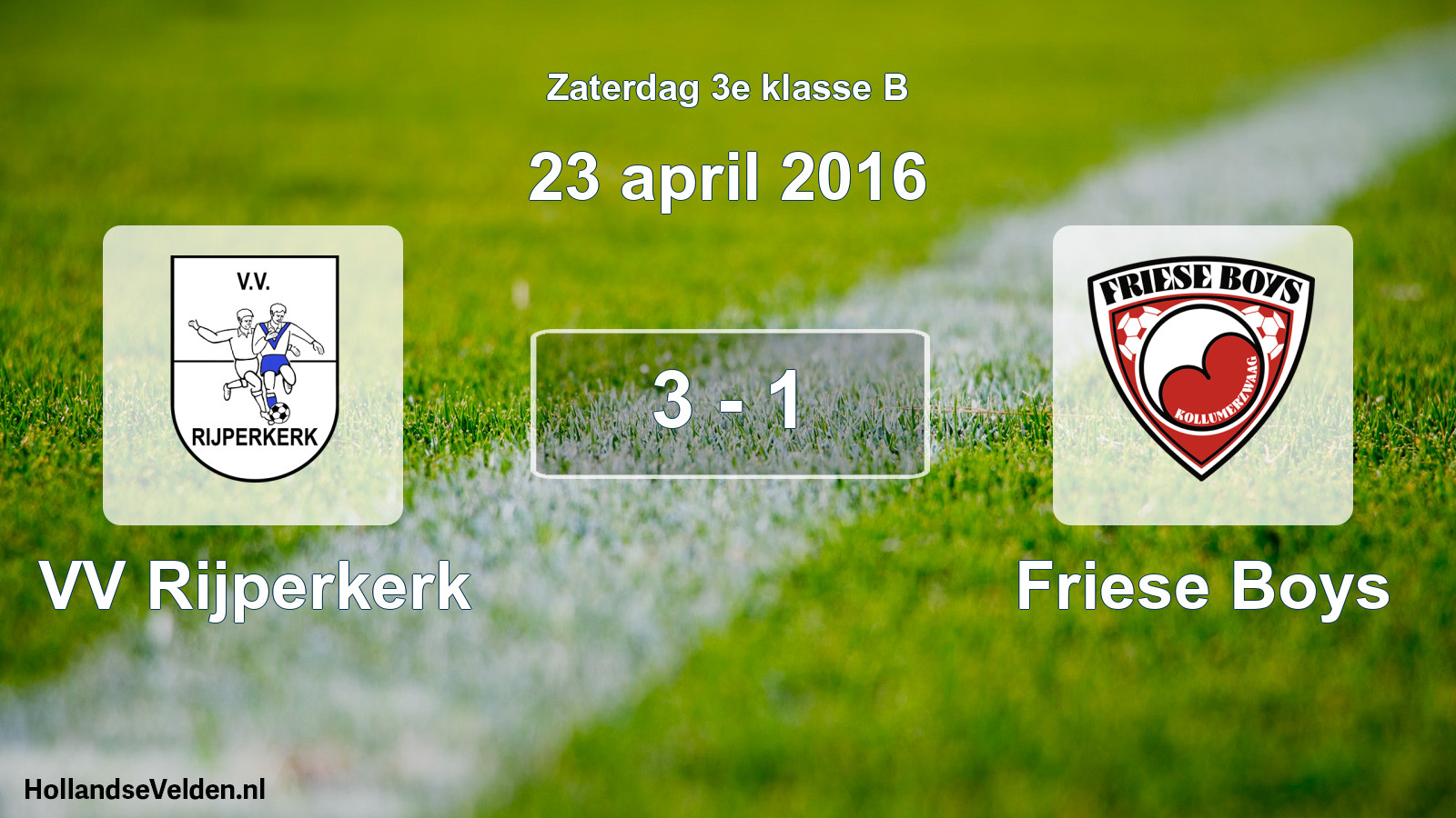 Total number of matches played: VV Rijperkerk - Friese Boys 3 - 1 (23 April 2016)