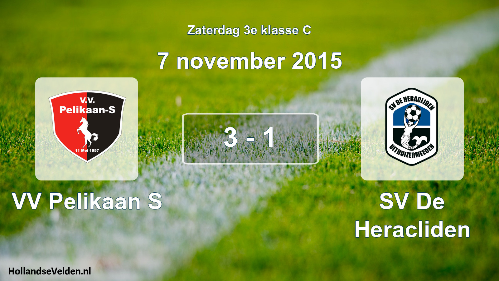 Total number of matches played: VV Pelikaan S - SV De Heracliden 3 - 1 (7 November 2015)