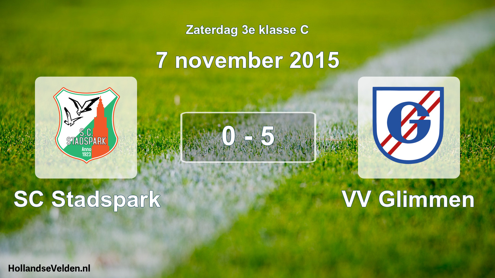 Total number of matches played: SC Stadspark - VV Glimmen 0 - 5 (7 November 2015)