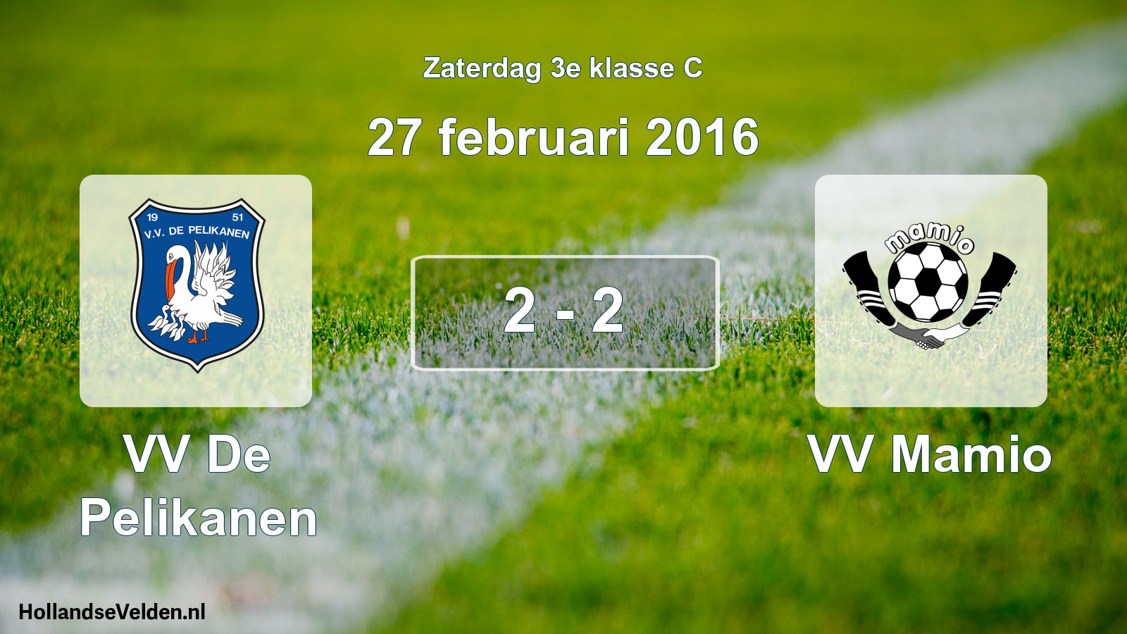 Total number of matches played: VV De Pelikanen - VV Mamio 2 - 2 (27 February 2016)