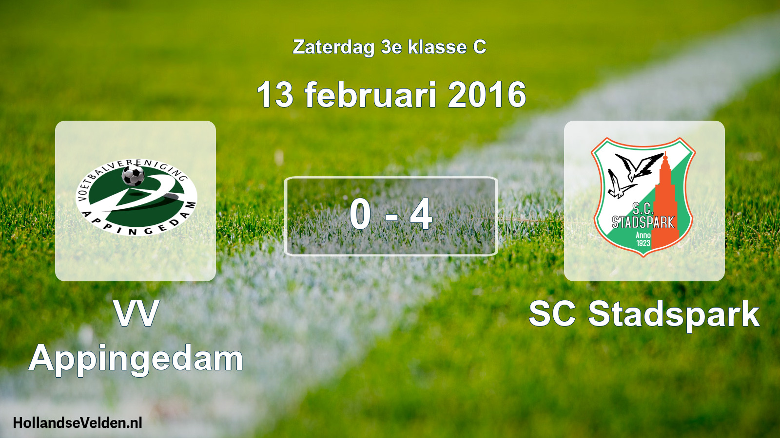 Total number of matches played: VV Appingedam - SC Stadspark 0 - 4 (13 February 2016)