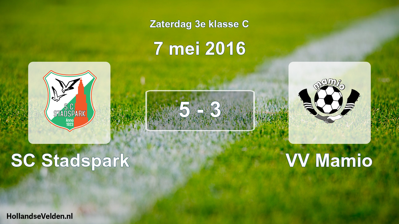 Total number of matches played: SC Stadspark - VV Mamio 5 - 3 (7 May 2016)