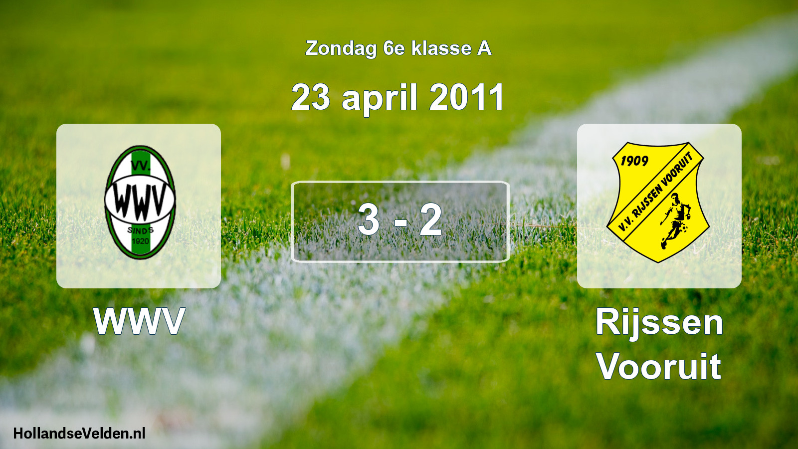 Total number of matches played: WWV - Rijssen Vooruit 3 - 2 (23 April 2011)