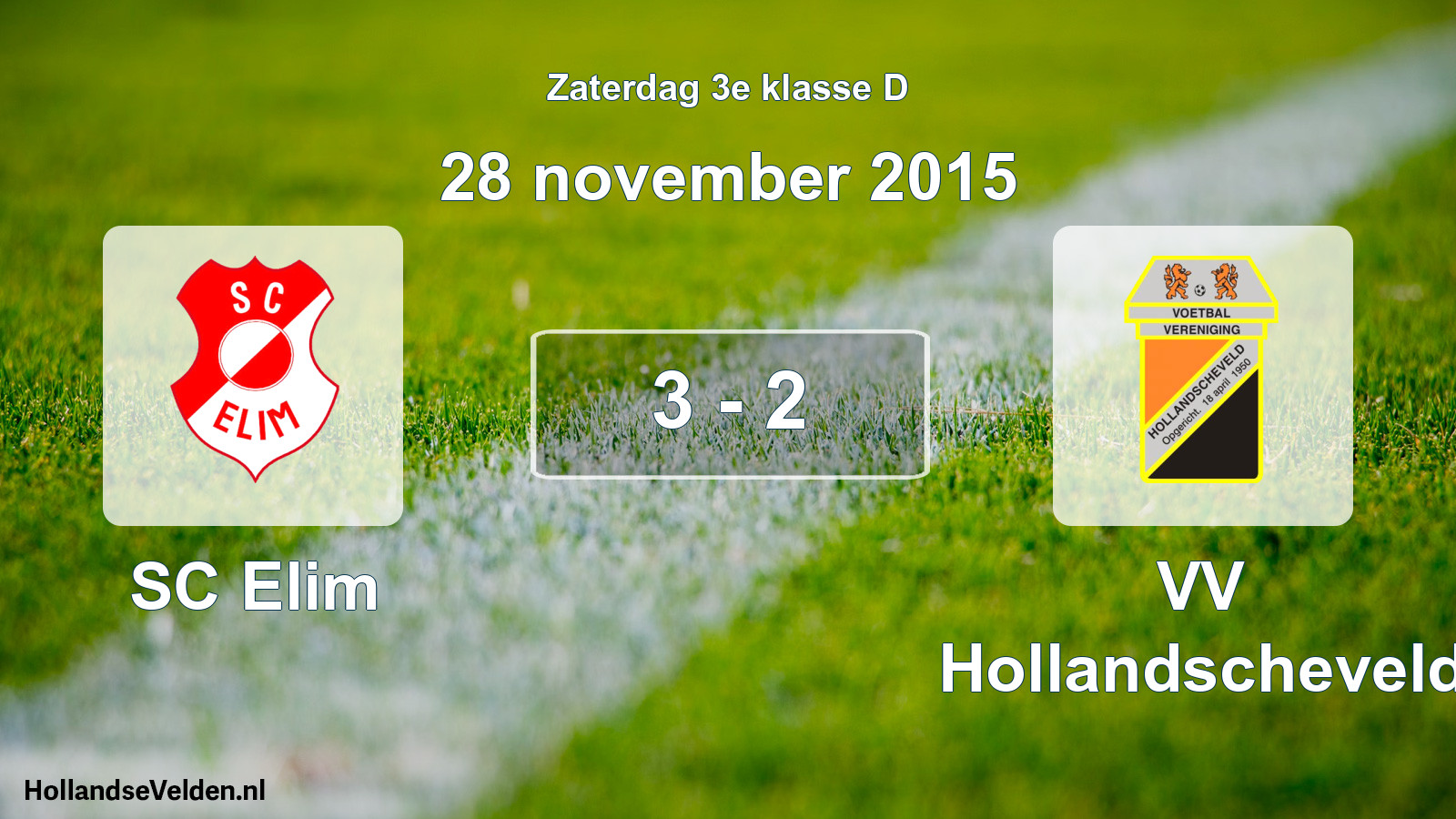 Total number of matches played: SC Elim - VV Hollandscheveld 3 - 2 (28 November 2015)