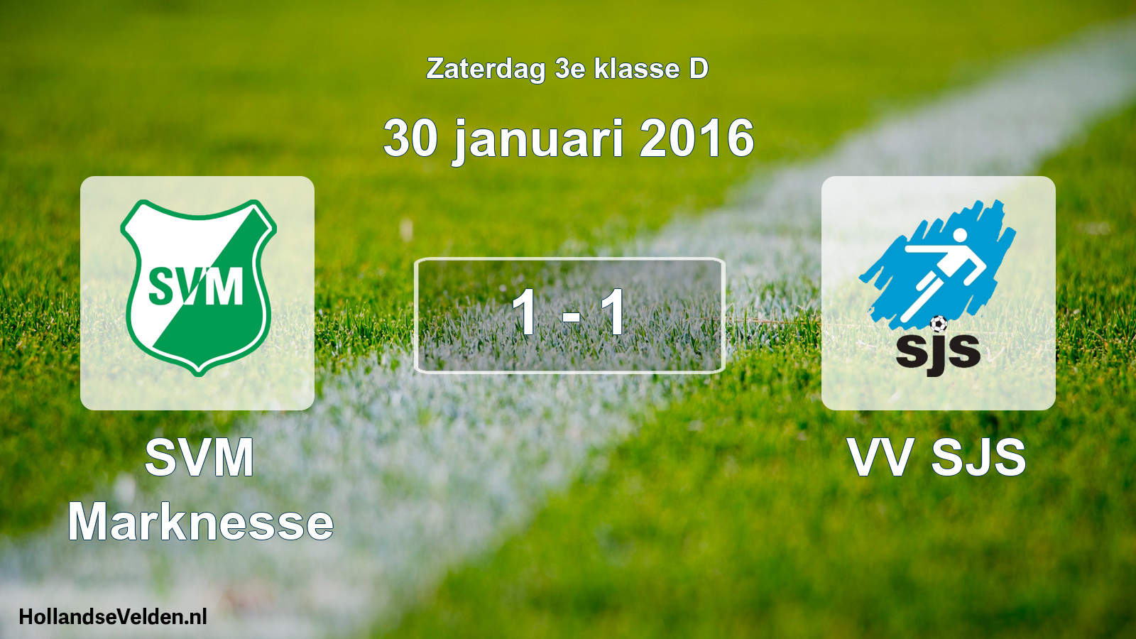 Gespeelde wedstrijd: SVM Marknesse - VV SJS 1 - 1 (30 januari 2016)