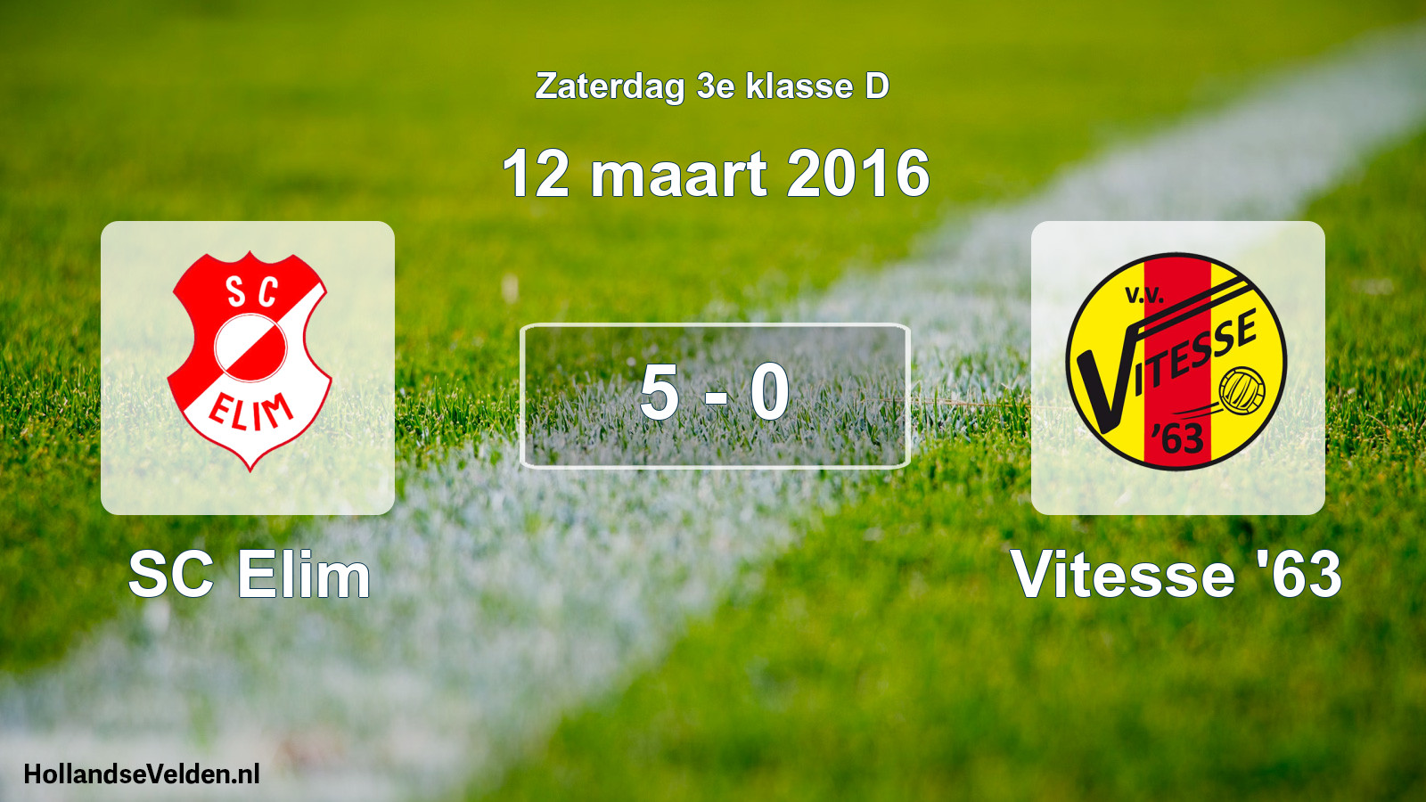 Total number of matches played: SC Elim - Vitesse '63 5 - 0 (12 March 2016)