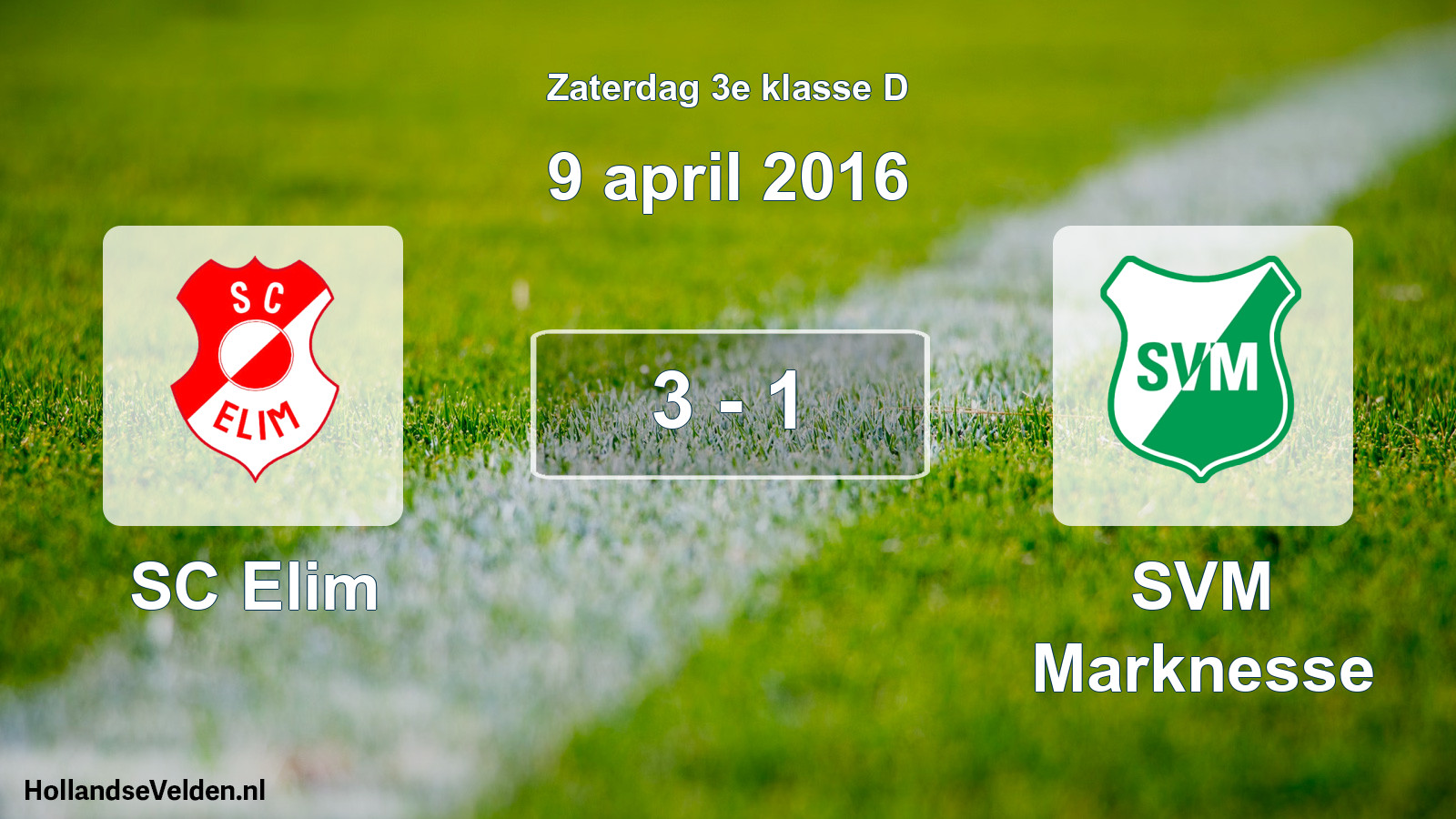 Total number of matches played: SC Elim - SVM Marknesse 3 - 1 (9 April 2016)