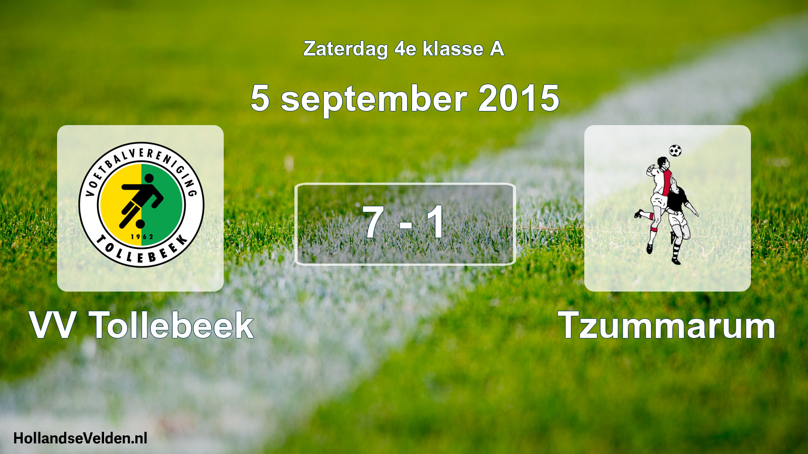 Total number of matches played: VV Tollebeek - Tzummarum 7 - 1 (5 September 2015)