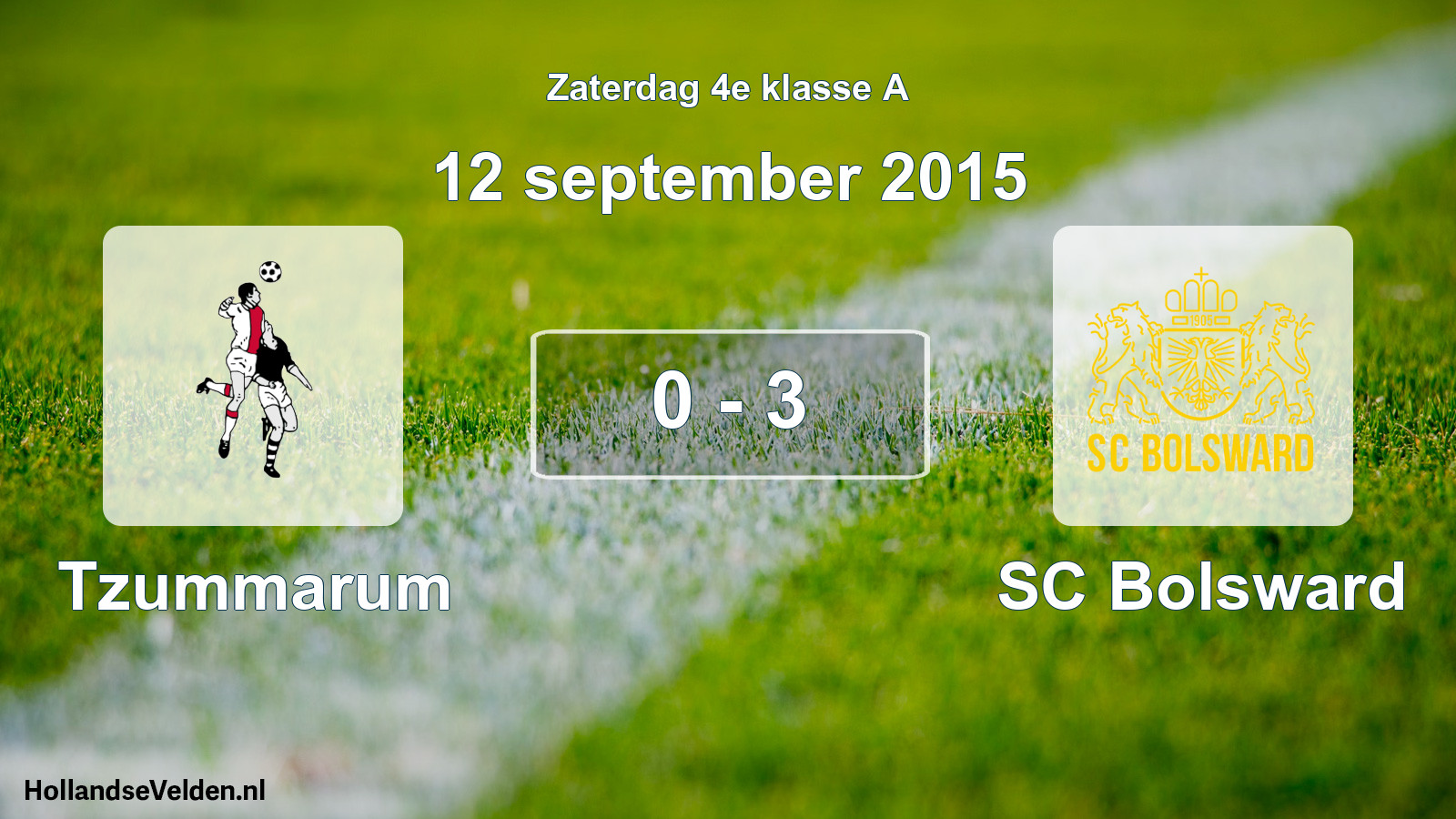 Total number of matches played: Tzummarum - SC Bolsward 0 - 3 (12 September 2015)