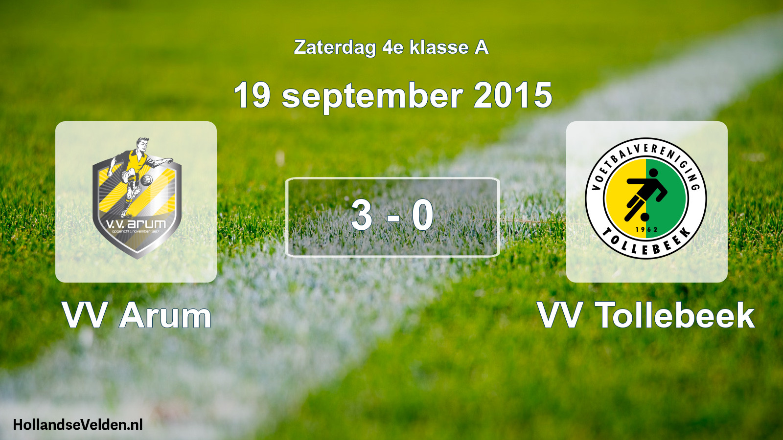 Total number of matches played: VV Arum - VV Tollebeek 3 - 0 (19 September 2015)