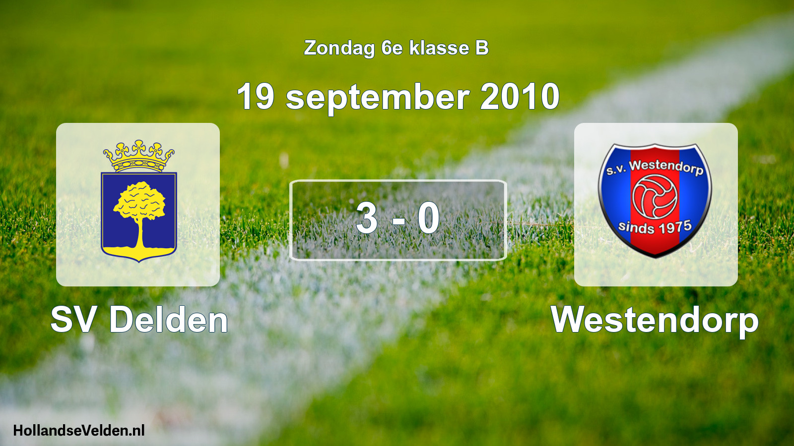 Total number of matches played: SV Delden - Westendorp 3 - 0 (19 September 2010)