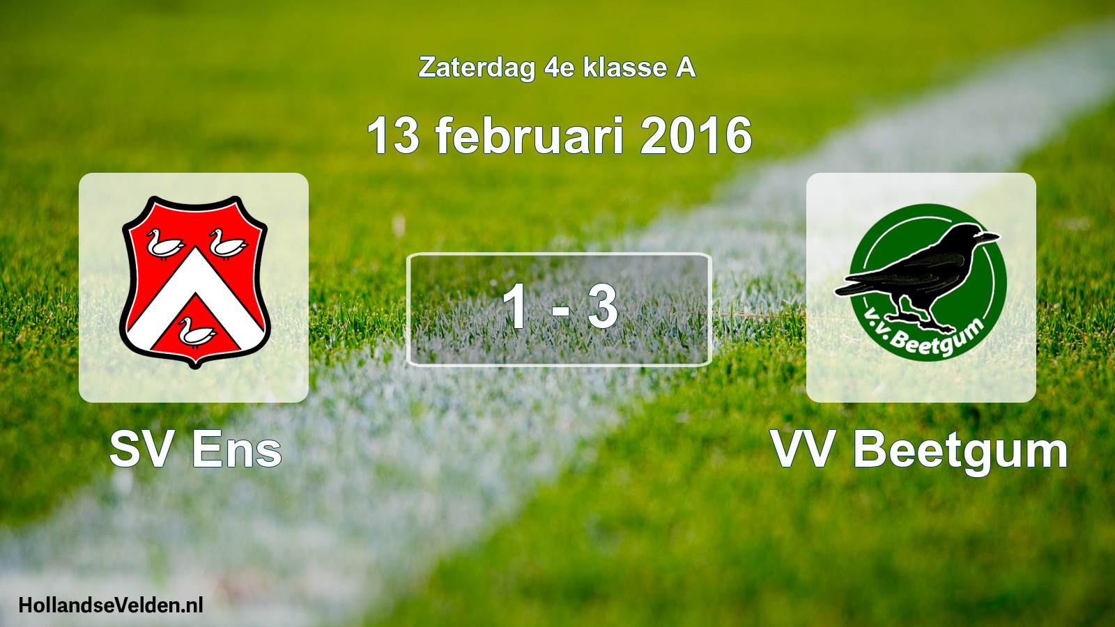 Total number of matches played: SV Ens - VV Beetgum 1 - 3 (13 February 2016)
