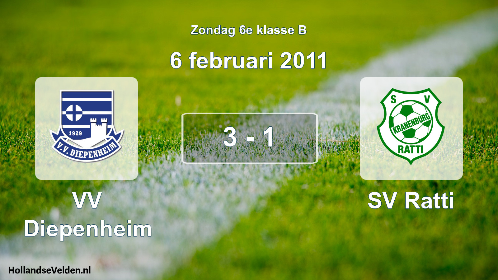 Total number of matches played: VV Diepenheim - SV Ratti 3 - 1 (6 February 2011)