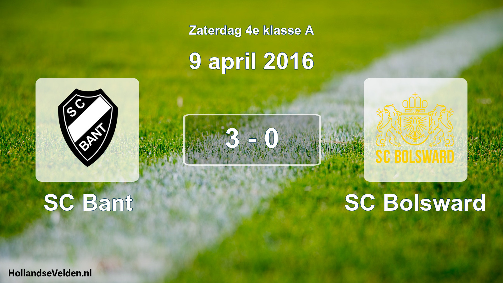 Total number of matches played: SC Bant - SC Bolsward 3 - 0 (9 April 2016)