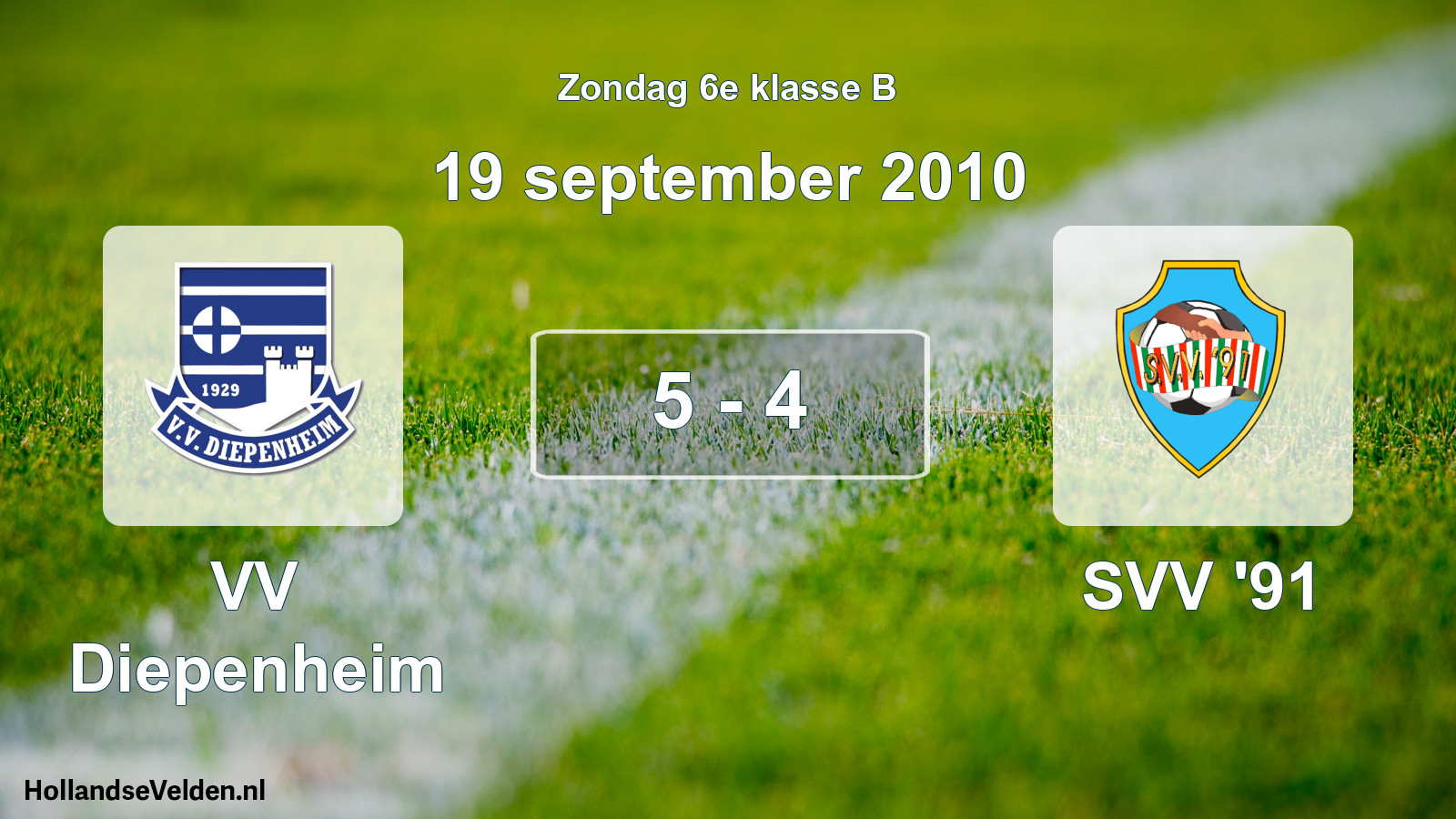 Total number of matches played: VV Diepenheim - SVV '91 5 - 4 (19 September 2010)