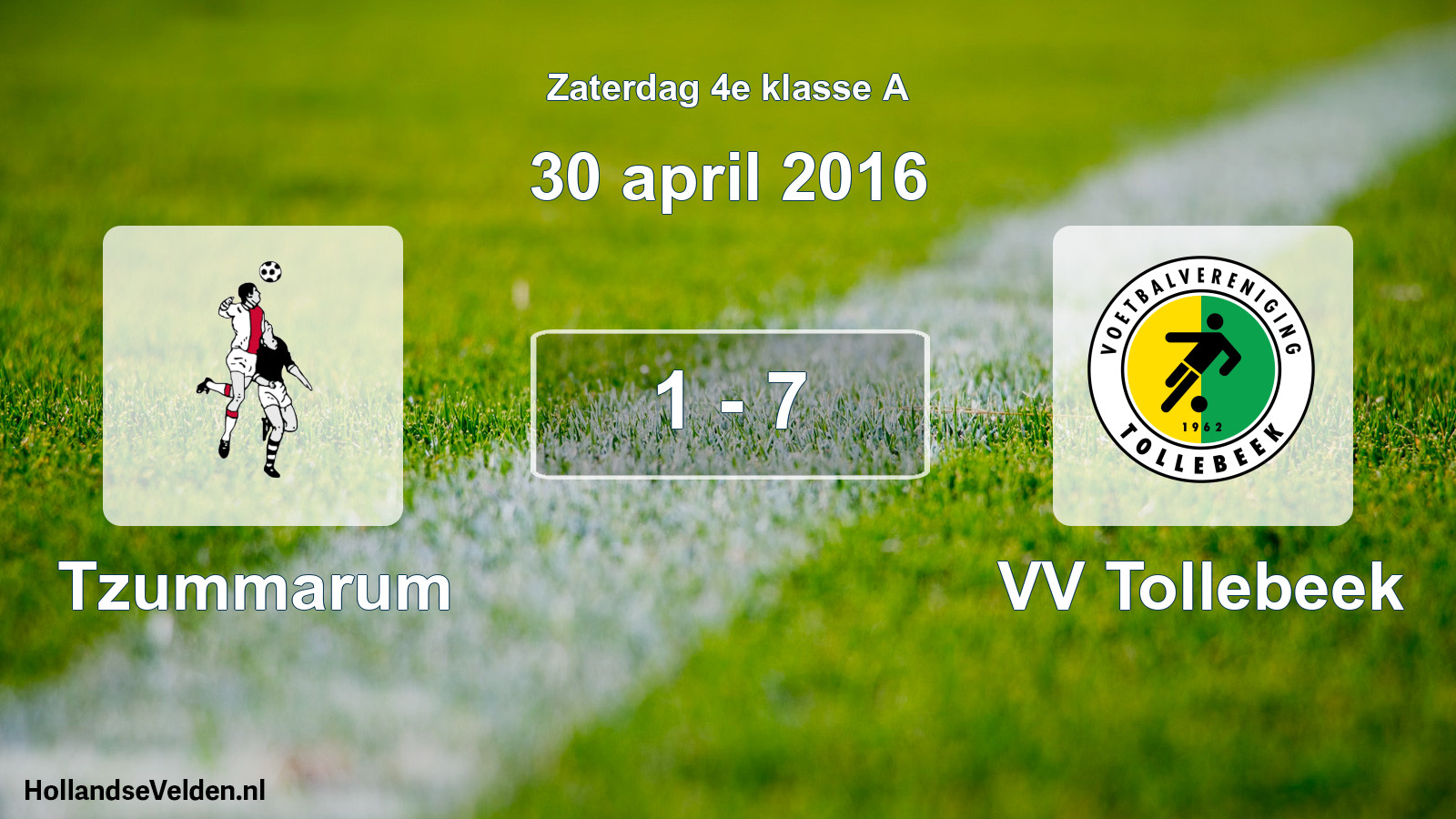 Total number of matches played: Tzummarum - VV Tollebeek 1 - 7 (30 April 2016)