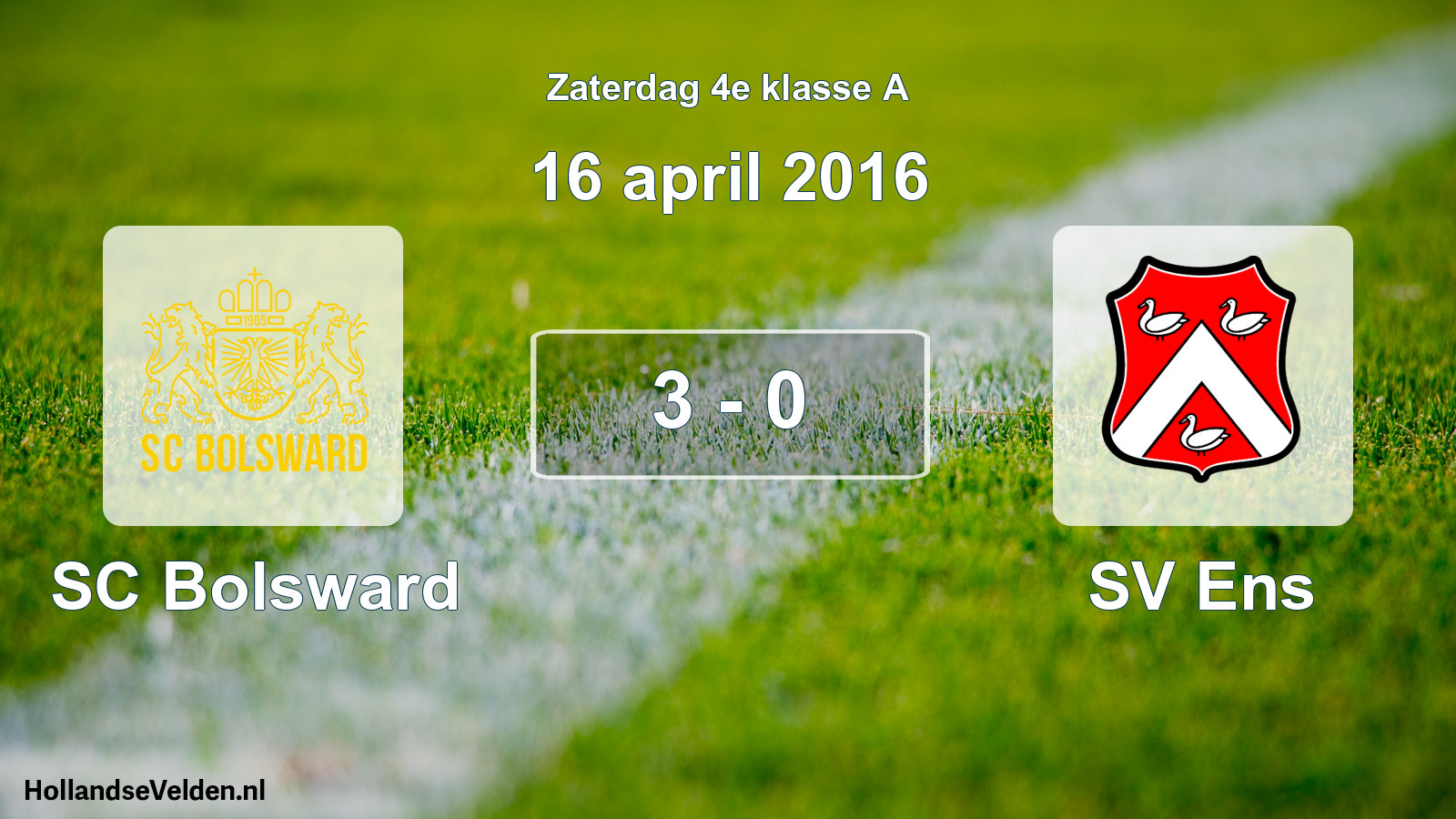 Total number of matches played: SC Bolsward - SV Ens 3 - 0 (16 April 2016)