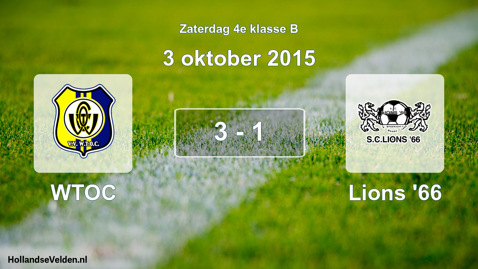 Total number of matches played: WTOC - Lions '66 3 - 1 (3 October 2015)
