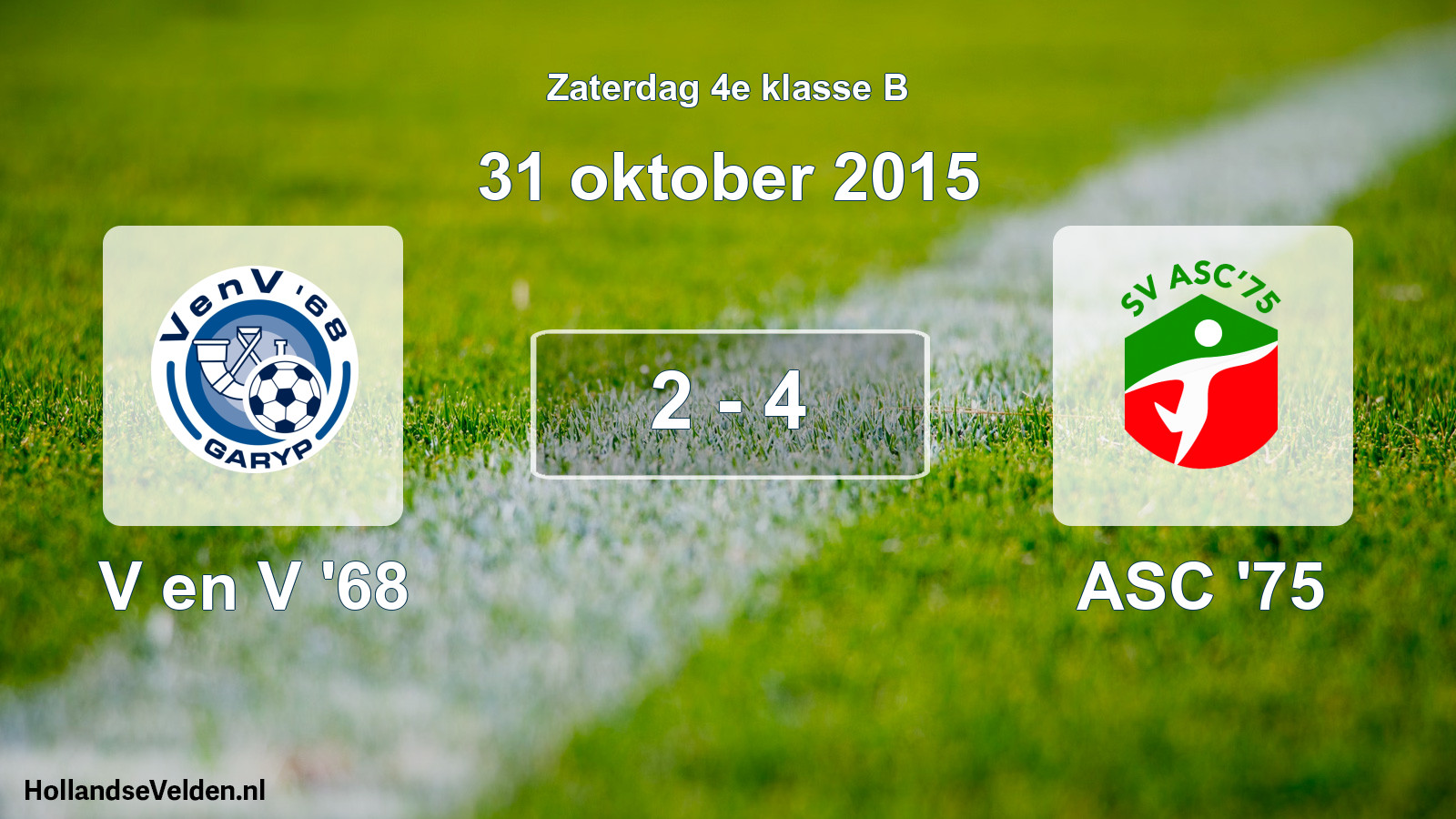 Total number of matches played: V en V '68 - ASC '75 2 - 4 (31 October 2015)
