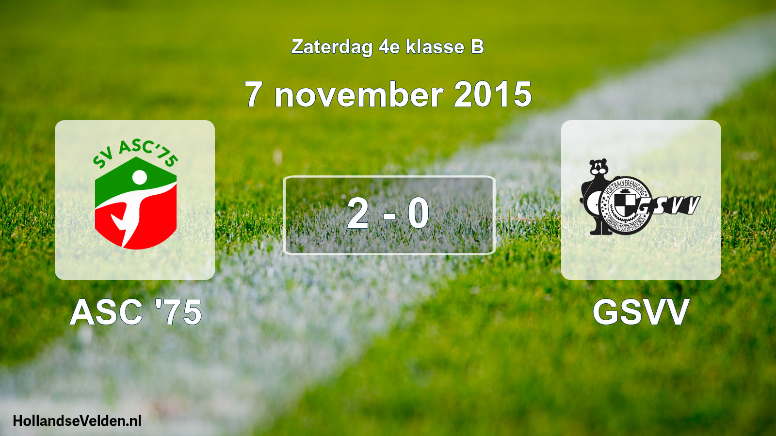 Total number of matches played: ASC '75 - GSVV 2 - 0 (7 November 2015)
