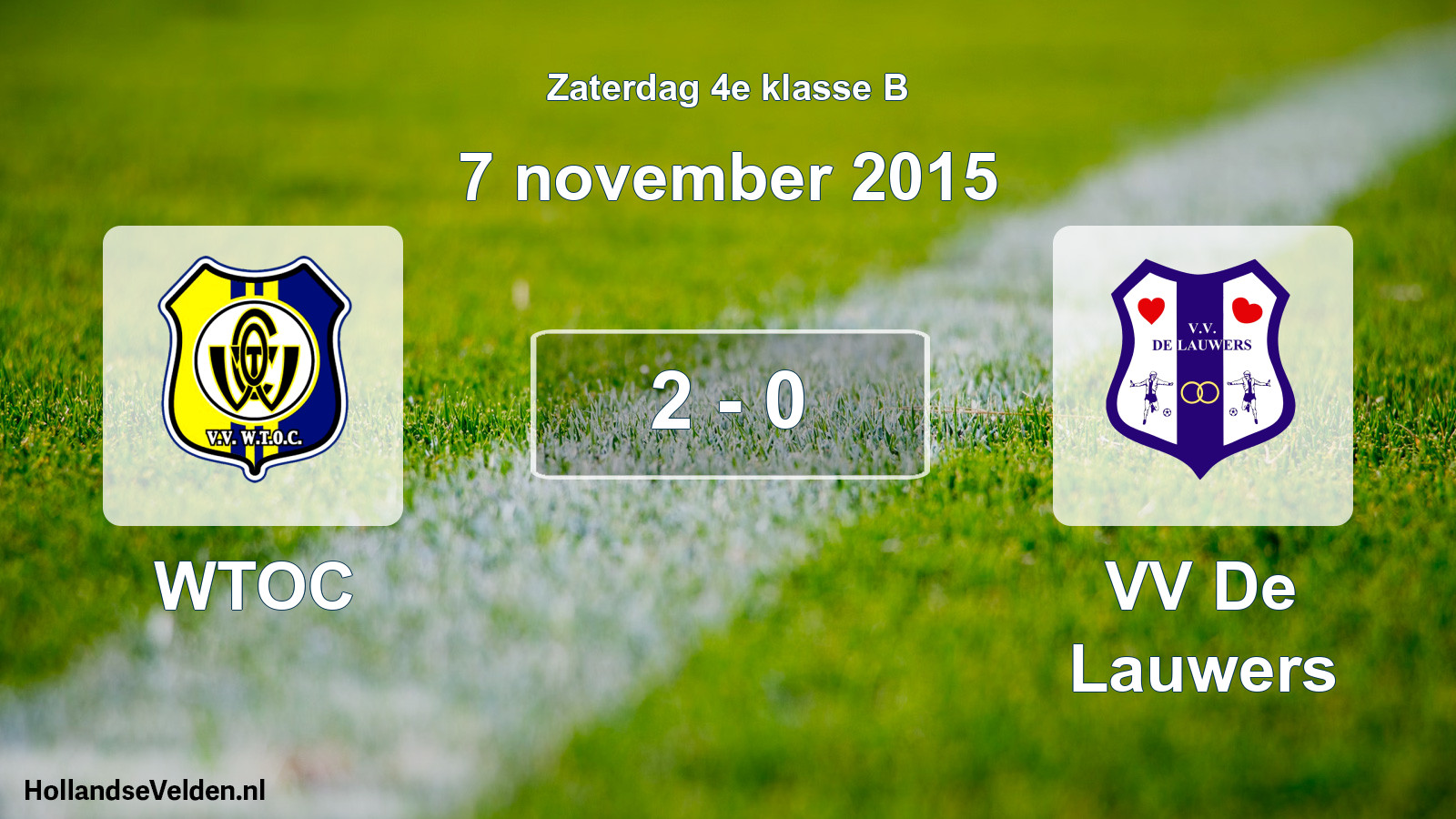 Total number of matches played: WTOC - VV De Lauwers 2 - 0 (7 November 2015)