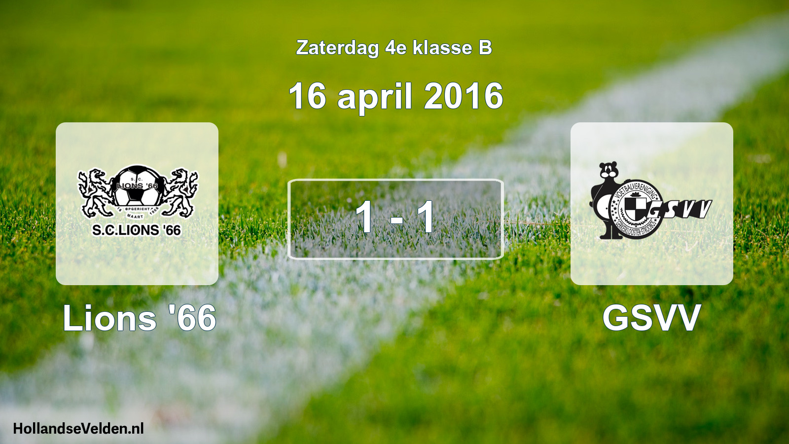 Total number of matches played: Lions '66 - GSVV 1 - 1 (16 April 2016)