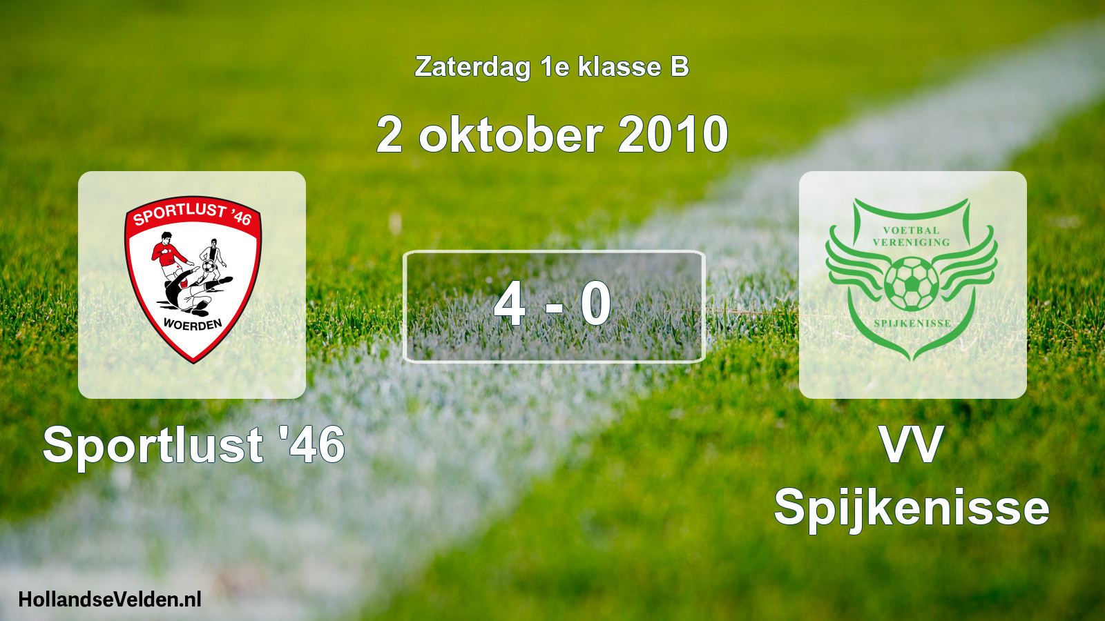 Total number of matches played: Sportlust '46 - VV Spijkenisse 4 - 0 (2 October 2010)