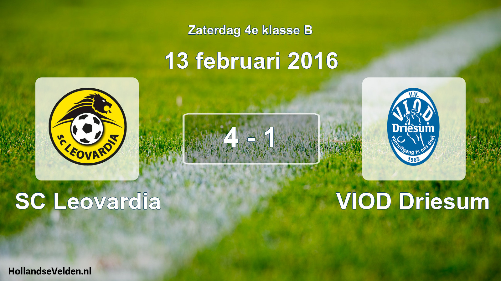 Total number of matches played: SC Leovardia - VIOD Driesum 4 - 1 (13 February 2016)