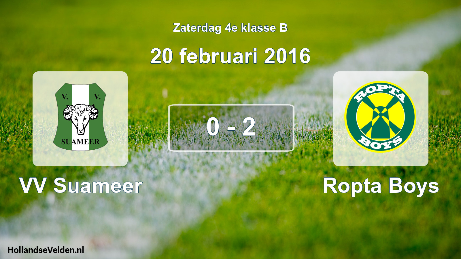 Total number of matches played: VV Suameer - Ropta Boys 0 - 2 (20 February 2016)