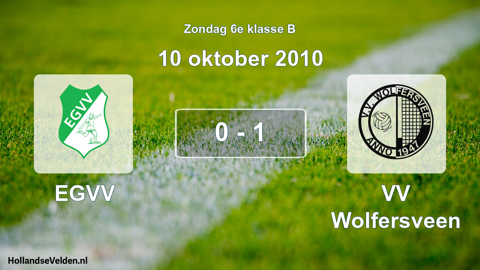 Total number of matches played: EGVV - VV Wolfersveen 0 - 1 (10 October 2010)
