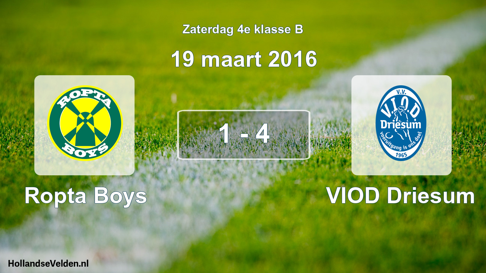 Total number of matches played: Ropta Boys - VIOD Driesum 1 - 4 (19 March 2016)