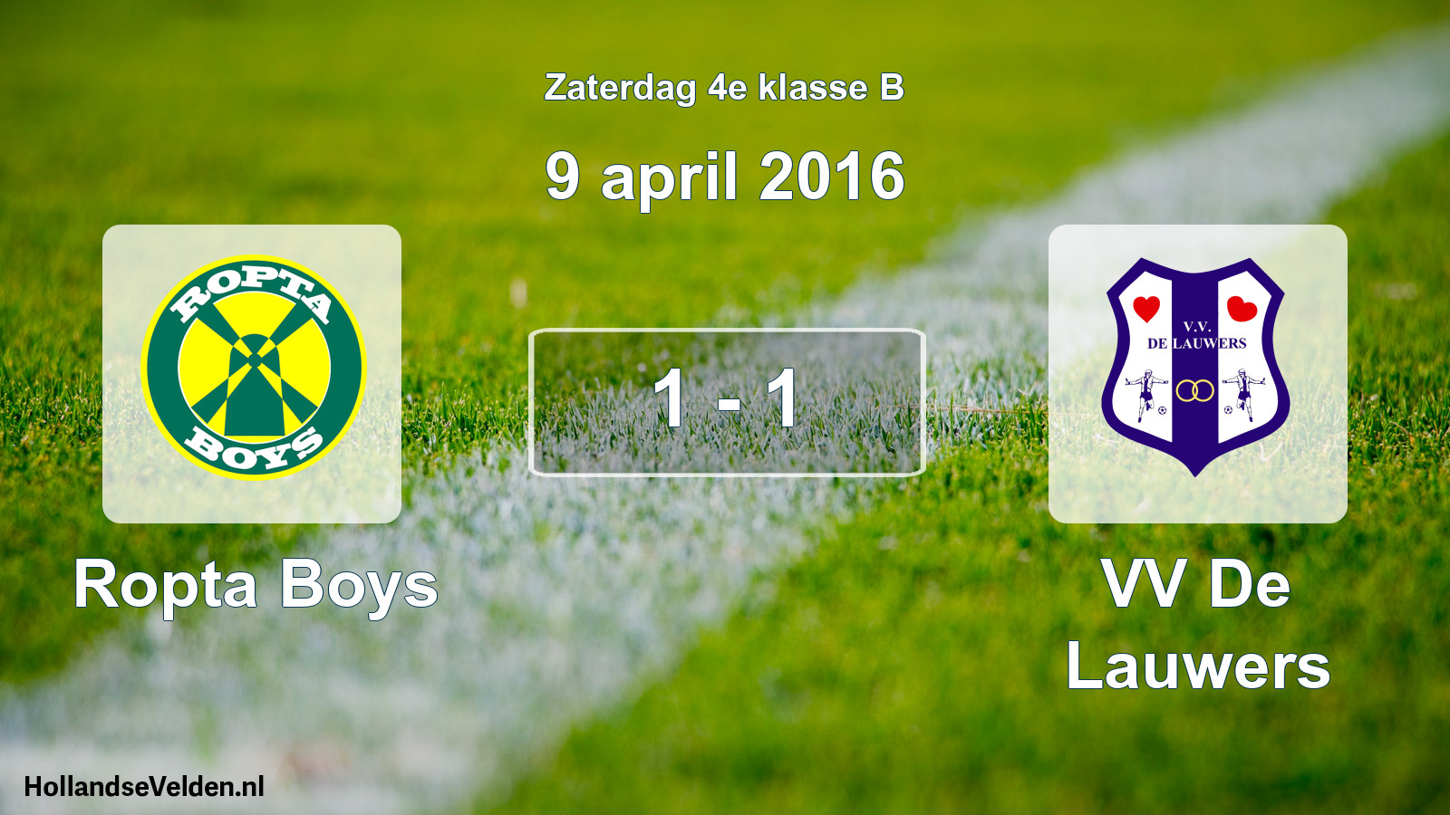 Total number of matches played: Ropta Boys - VV De Lauwers 1 - 1 (9 April 2016)